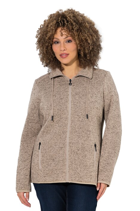 Bunda z pleteného flísu, kosočtverce, stojáček, kapsy na zip