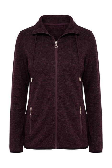 Bunda z pleteného flísu, kosočtverce, stojáček, kapsy na zip