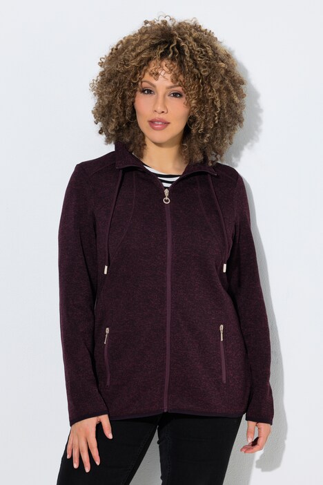 Veste en maille polaire, motif chiné, col montant et poches zippées