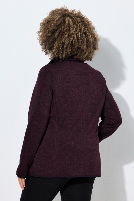 Veste en maille polaire, motif chiné, col montant et poches zippées