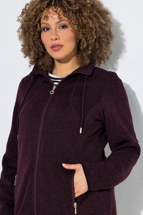 Veste en maille polaire, motif chiné, col montant et poches zippées