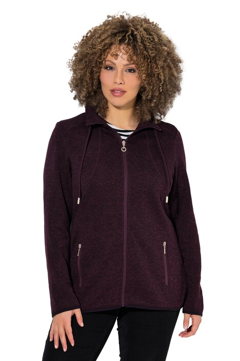 Bunda z pleteného flísu, kosočtverce, stojáček, kapsy na zip