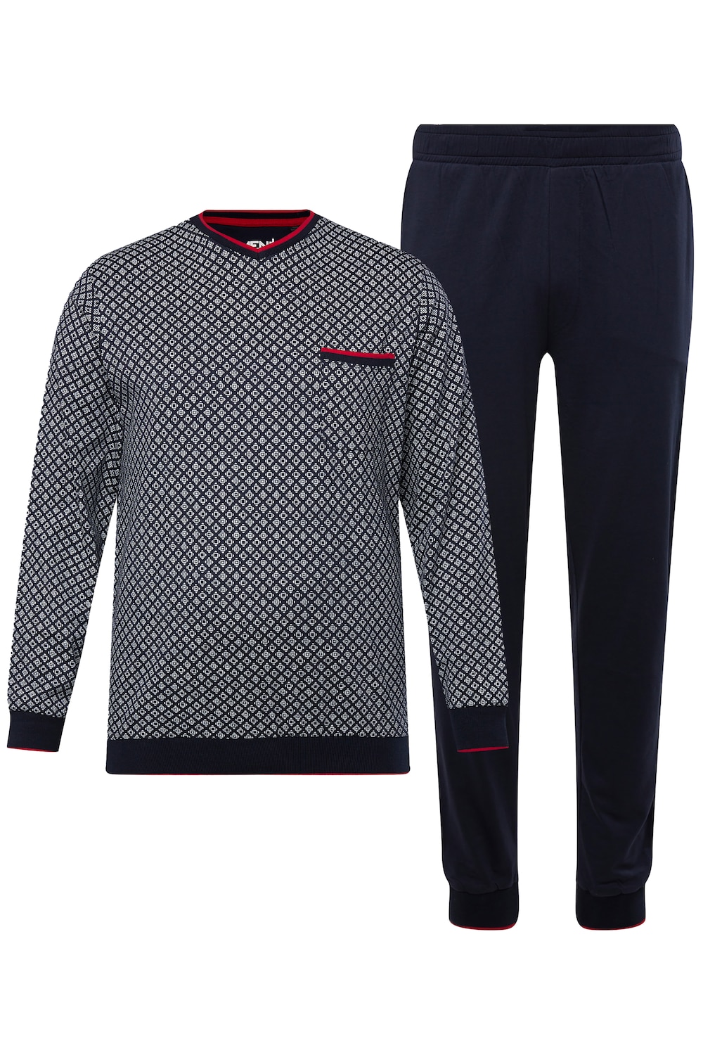 Stora storlekar Pyjamas, Her, blå, storlek: XL, Bomull, Men Plus
