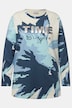 Long-Sleeve Sweatshirt with XL Flower Print and Silver Inscription