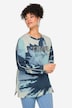 Long-Sleeve Sweatshirt with XL Flower Print and Silver Inscription