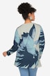 Long-Sleeve Sweatshirt with XL Flower Print and Silver Inscription