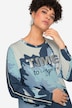 Long-Sleeve Sweatshirt with XL Flower Print and Silver Inscription