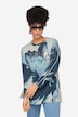Long-Sleeve Sweatshirt with XL Flower Print and Silver Inscription