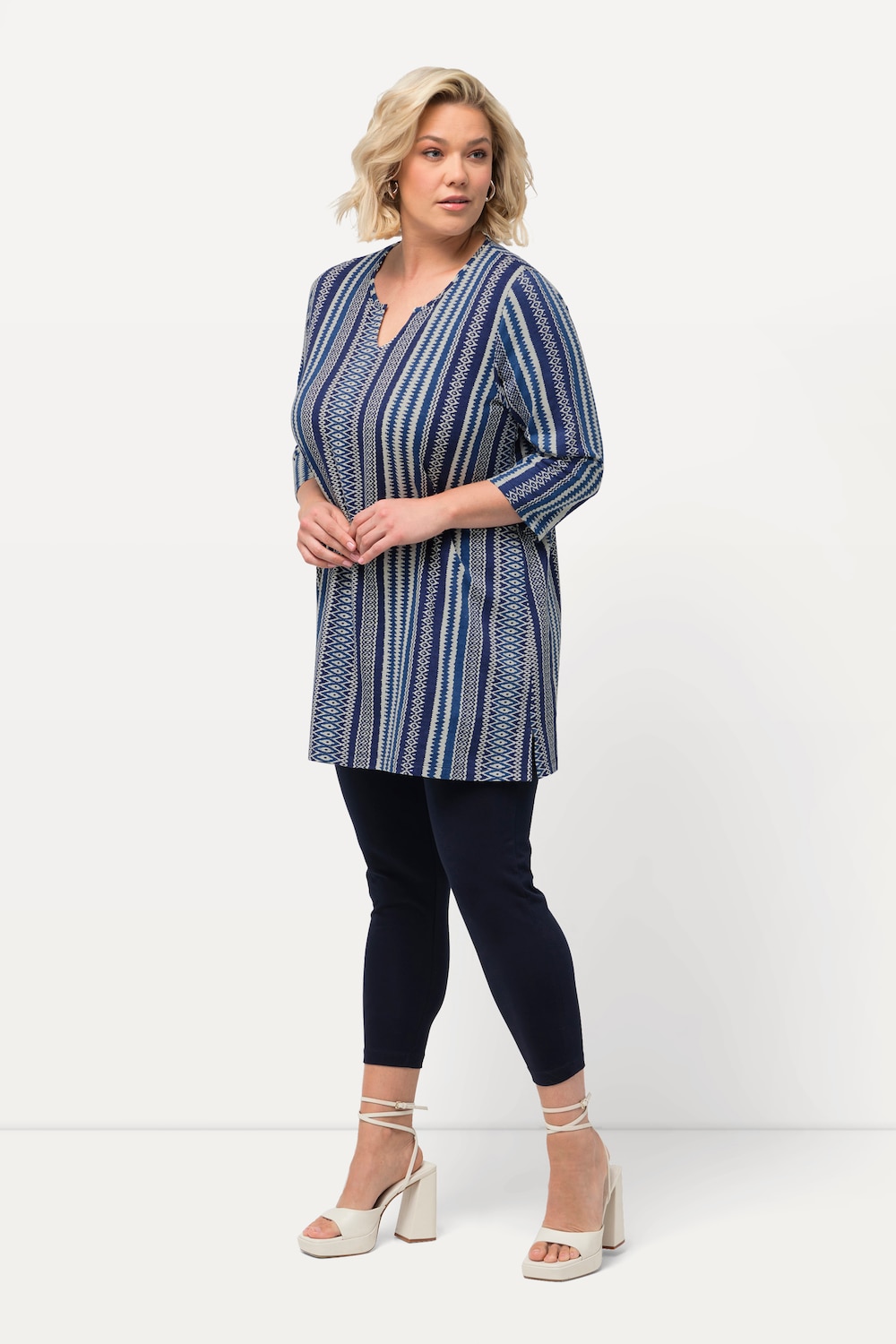 Große Größen Longshirt, Damen, blau, Größe: 42/44, Baumwolle, Ulla Popken