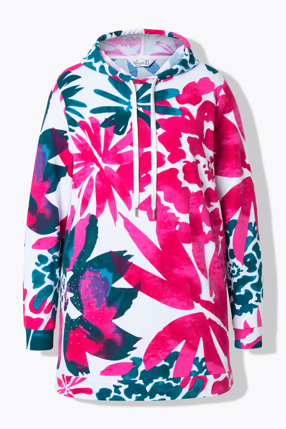 Stora storlekar Hoodie, Dam, blå, storlek: 46, Bomull, Mia Moda