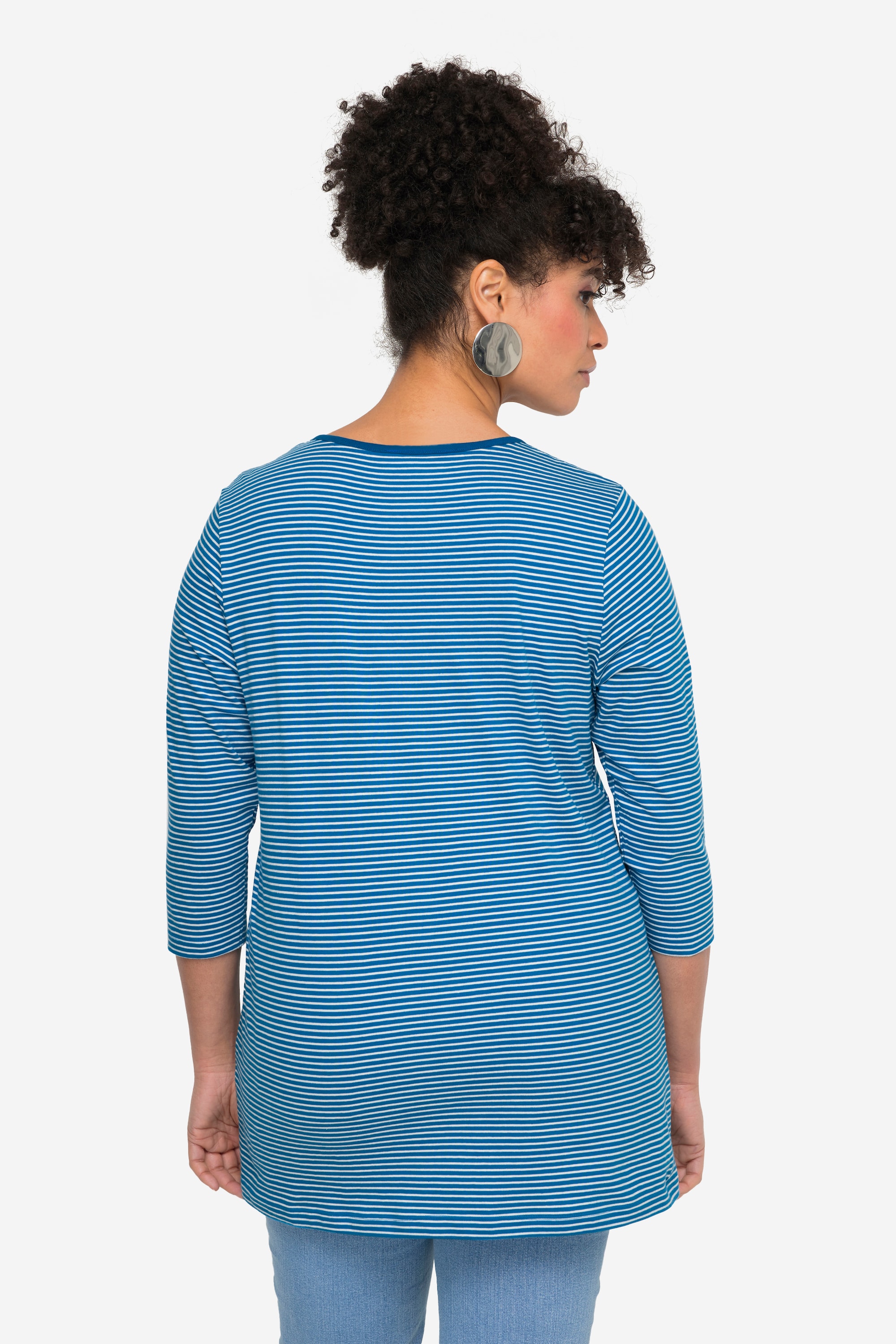 MIAMODA Damen große Größen Ringelshirt Statement V Ausschnitt 3 4 Ärmel 832246