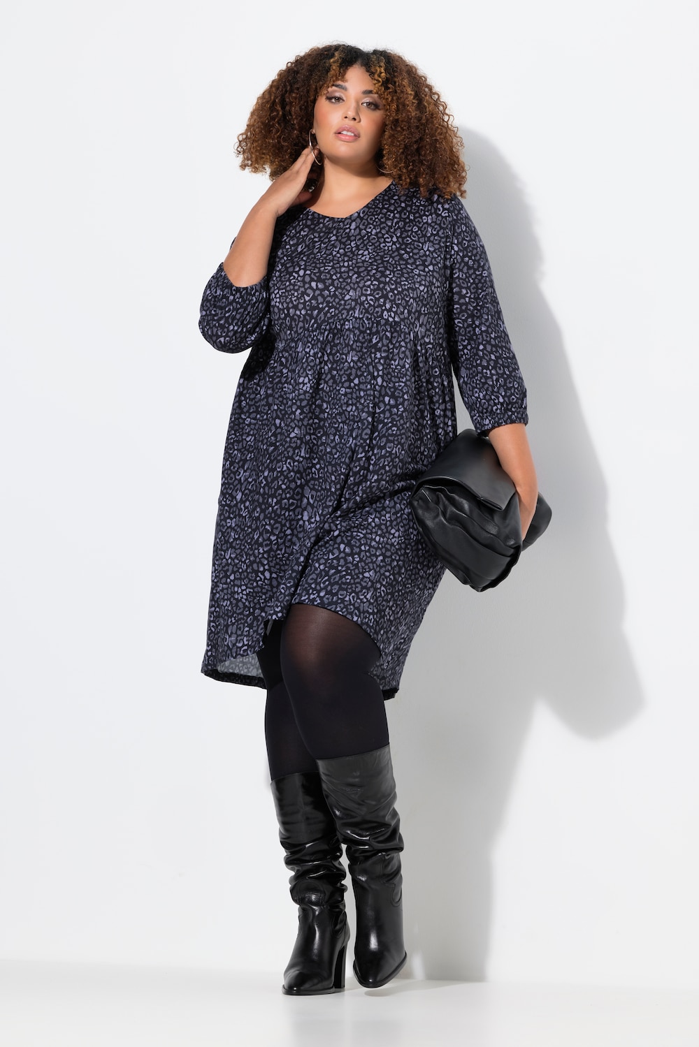 Jerseykleid, Leo-Sterne, A-Linie, V-Ausschnitt, 3/4-Arm