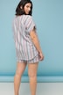 Overhemdblouse, oversized, strepen, V-halslijn
