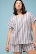 Overhemdblouse, oversized, strepen, V-halslijn