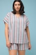 Overhemdblouse, oversized, strepen, V-halslijn