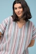 Overhemdblouse, oversized, strepen, V-halslijn