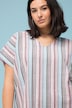 Overhemdblouse, oversized, strepen, V-halslijn
