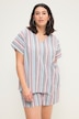 Overhemdblouse, oversized, strepen, V-halslijn