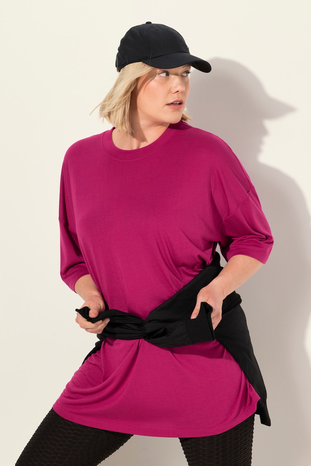 Große Größen Longshirt, Damen, rosa, Größe: 46/48, Polyester/Viskose, Ulla Popken