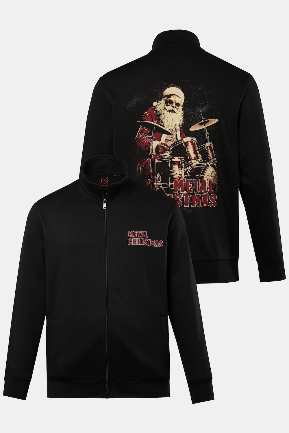 JP 1880, Sweatjacke, Weihnachten, Stehkragen, Rückenprint, bis 8 XL