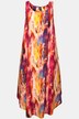 Sukienka, kolorowy nadruk, krój trapezowy, okrągły dekolt, bez rękawów