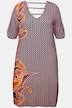 Strandkleid, Paisley, A-Linie, V-Ausschnitt, Halbarm