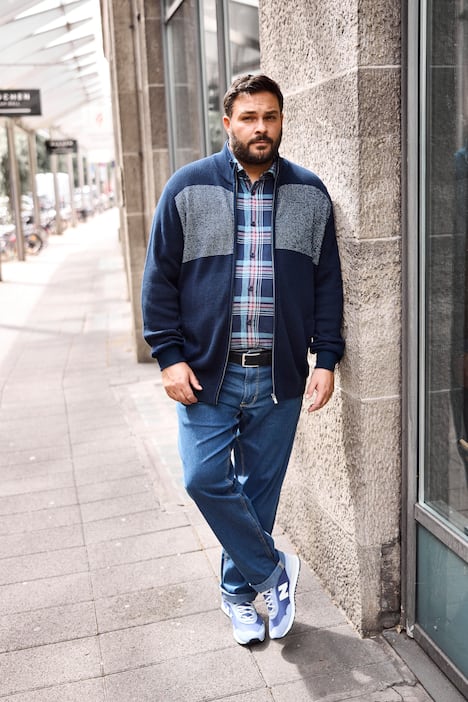 Men+ Strickjacke, Stehkragen, Zipper, bis 8 XL