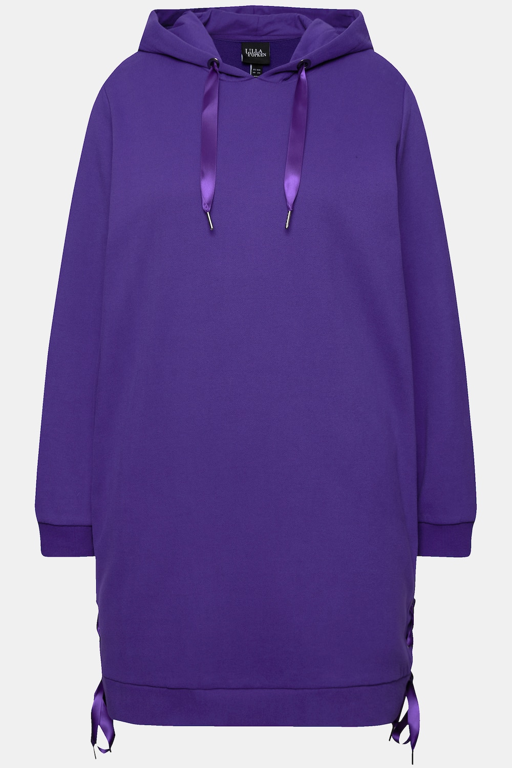 Stora storlekar Lång hoodie, Dam, blå, storlek: 50/52, Bomull/Polyester, Ulla Popken