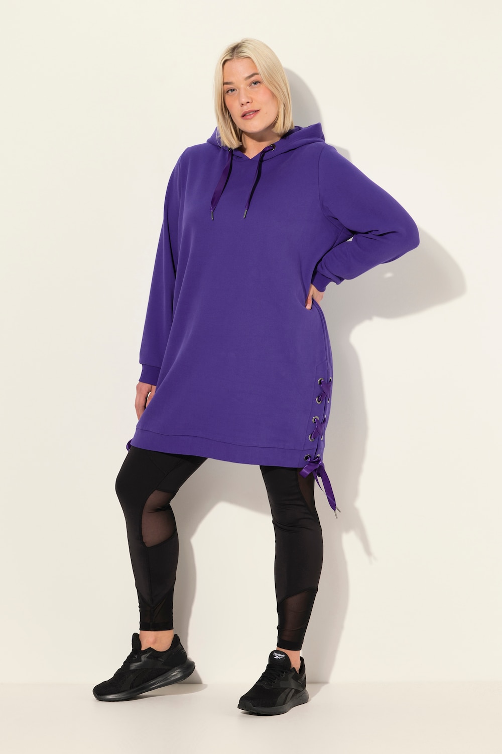 Große Größen Long-Hoodie, Damen, blau, Größe: 46/48, Baumwolle/Polyester, Ulla Popken