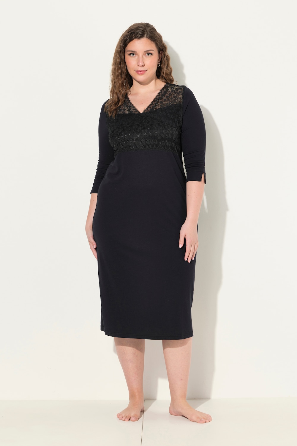 Große Größen Nachthemd, Damen, schwarz, Größe: 54/56, Baumwolle, Ulla Popken