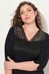 Chemise de nuit avec empiècement en dentelle, col en V, manches 3/4