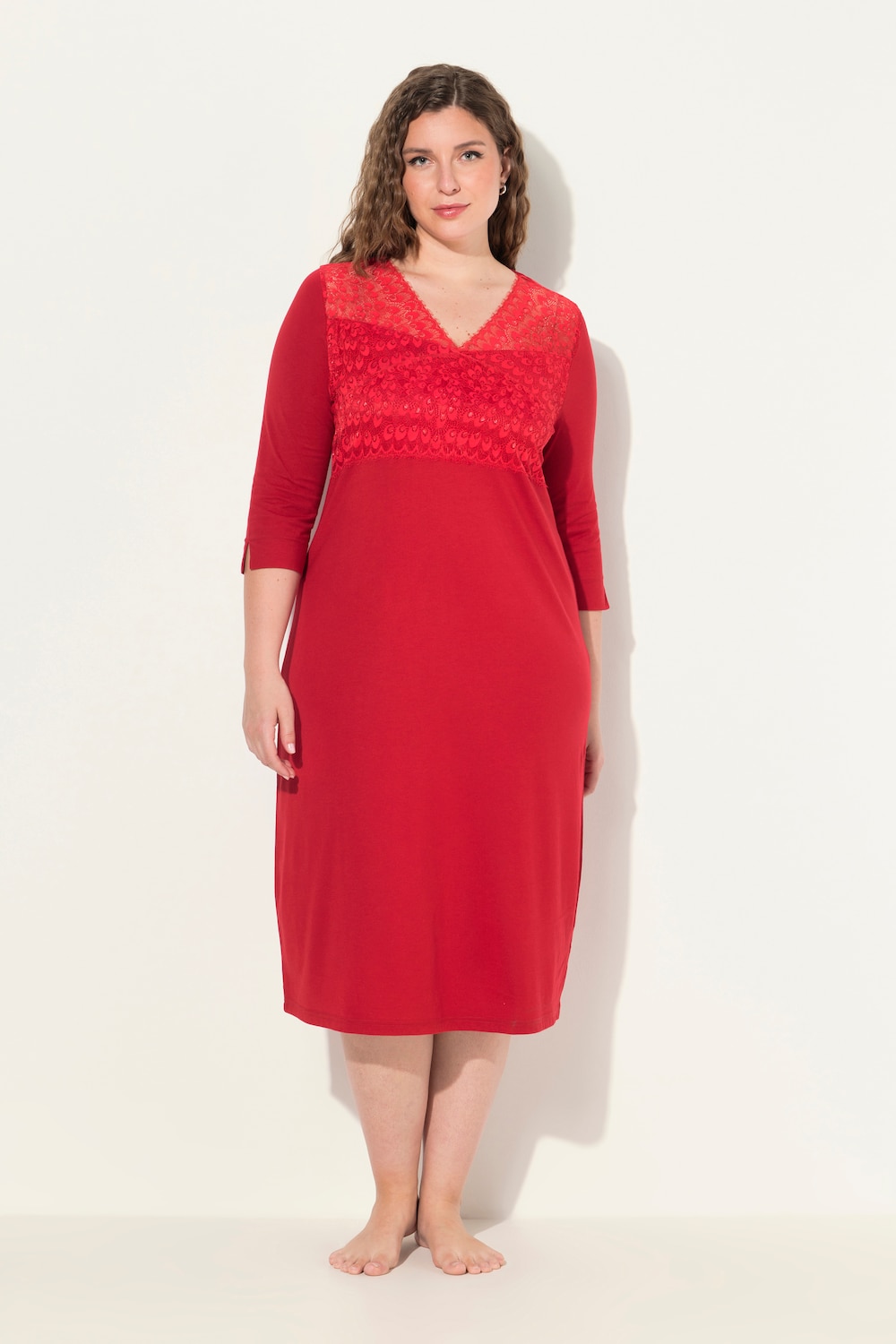 Große Größen Nachthemd, Damen, rot, Größe: 54/56, Baumwolle, Ulla Popken