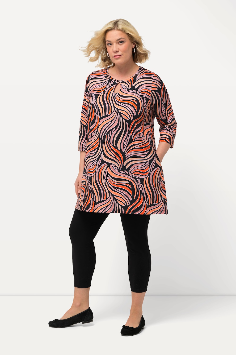 Longshirt, gemustert, Rundhals, 3/4-Arm