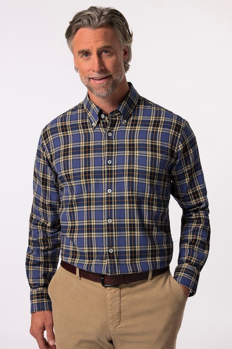 Boston Park Karo-Flanellhemd, Langarm, Buttondown-Kragen, Comfort Fit, bis 8 XL