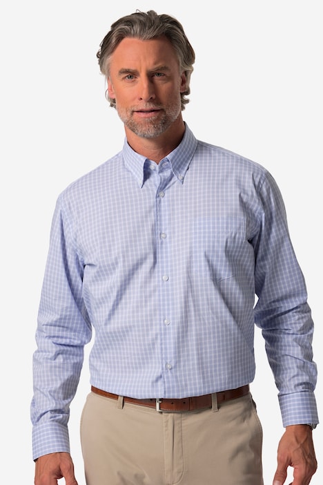 Boston Park Karo-Businesshemd, Langarm, Buttondown-Kragen, Comfort Fit, bis 8 XL