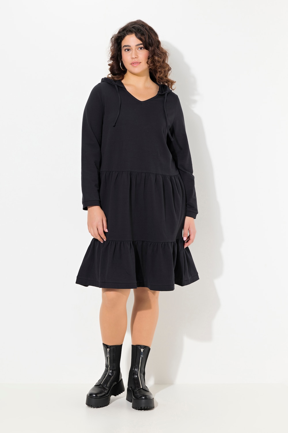 Große Größen Sweatkleid, Damen, schwarz, Größe: 42/44, Baumwolle, Ulla Popken