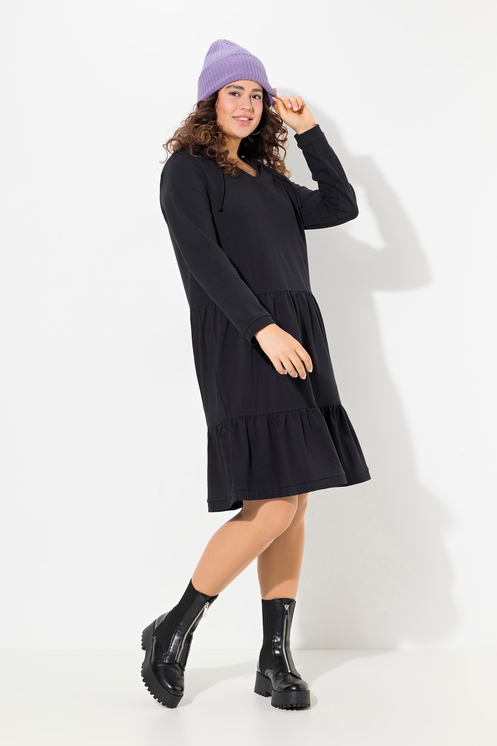 Große Größen Sweatkleid, Damen, schwarz, Größe: 54/56, Baumwolle, Ulla Popken