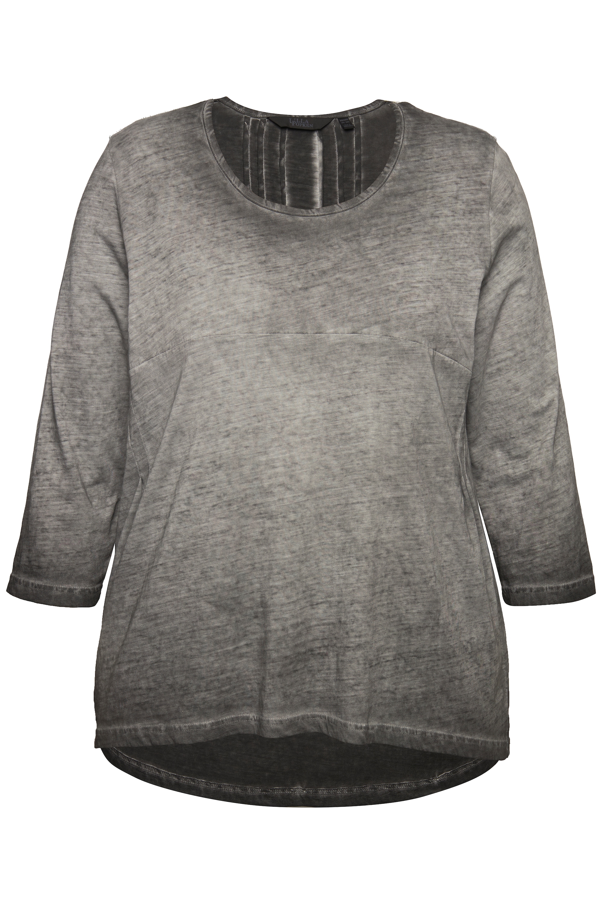 Ulla Popken Damen große Größen Shirt Zierfalten A Linie Rundhals 3 4 Arm 832423
