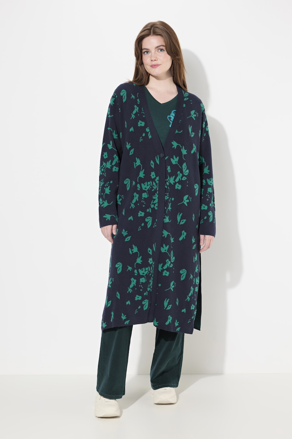 Große Größen Long-Strickjacke, Damen, blau, Größe: 46/48, Baumwolle, Ulla Popken