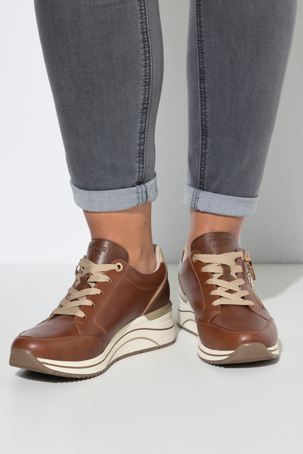 Leder-Sneaker, Remonte, Zipper, Weite H
