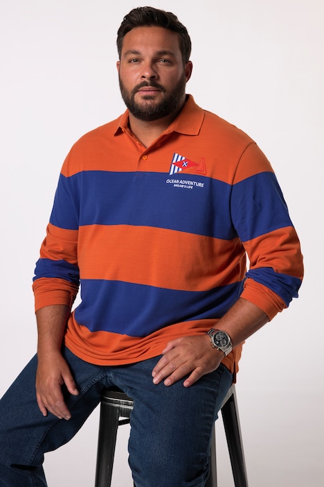 Men+ Poloshirt, Langarm, Ringel-Piqué, bis 8 XL