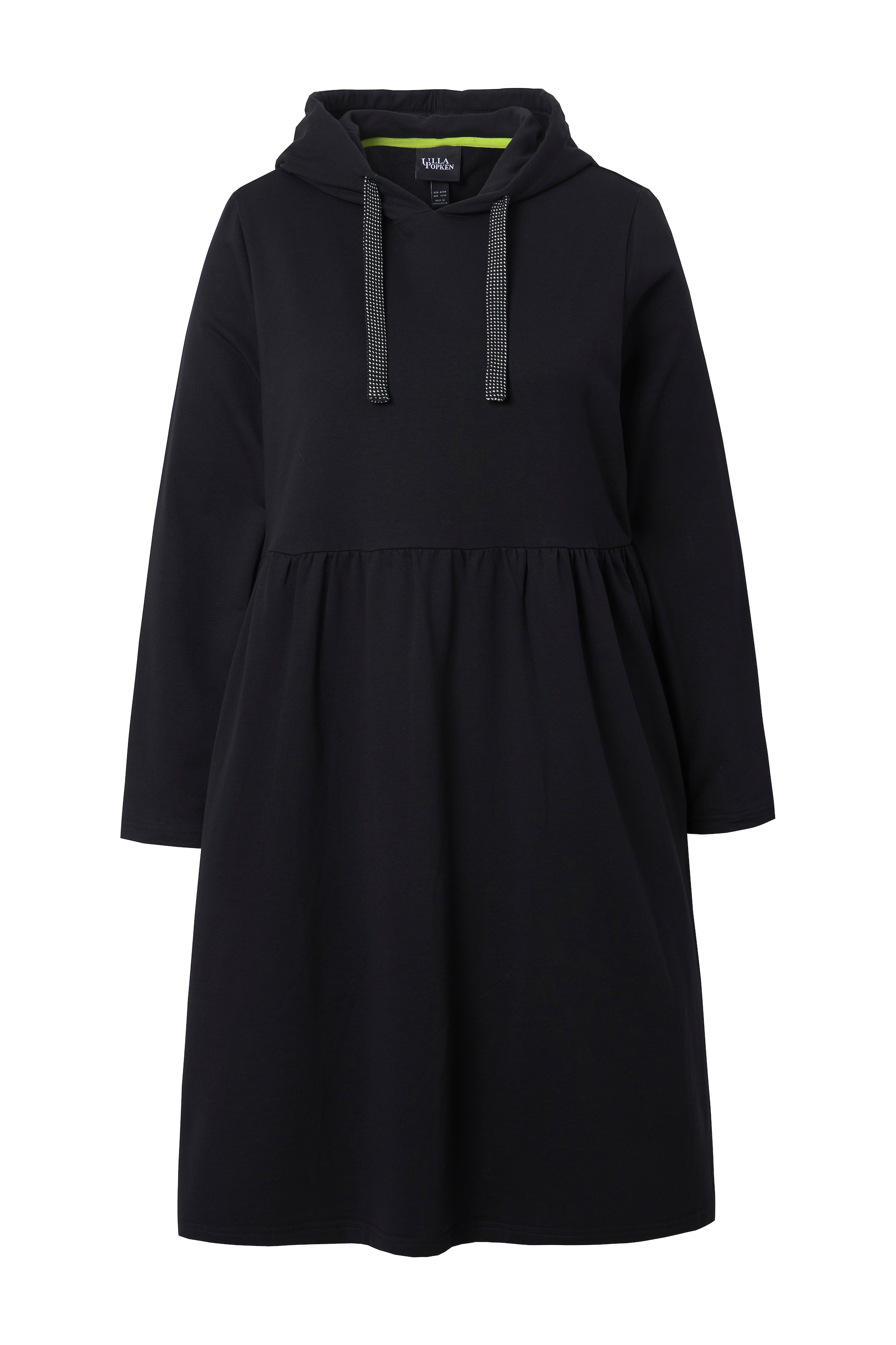 Ulla Popken Damen große Größen Jerseykleid Kapuze Glitzerband A Linie