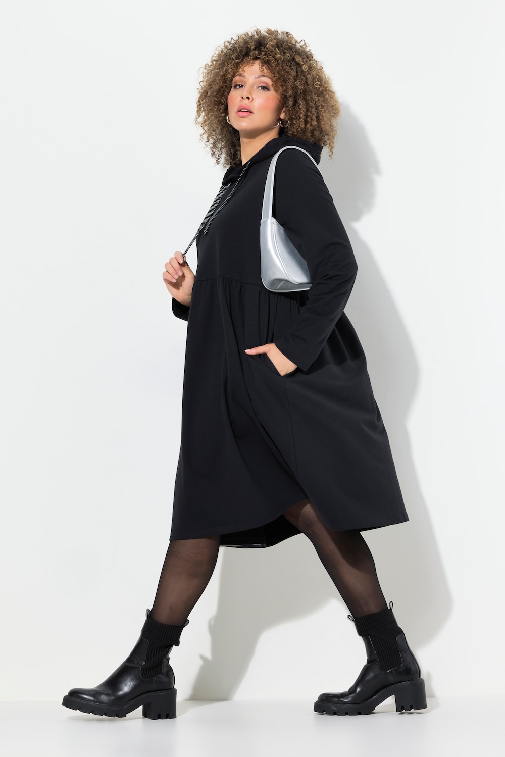 Große Größen Jerseykleid, Damen, schwarz, Größe: 54/56, Baumwolle/Polyester, Ulla Popken