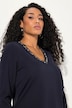 Rhinestone Neckline Long Sleeve V-Neck tee