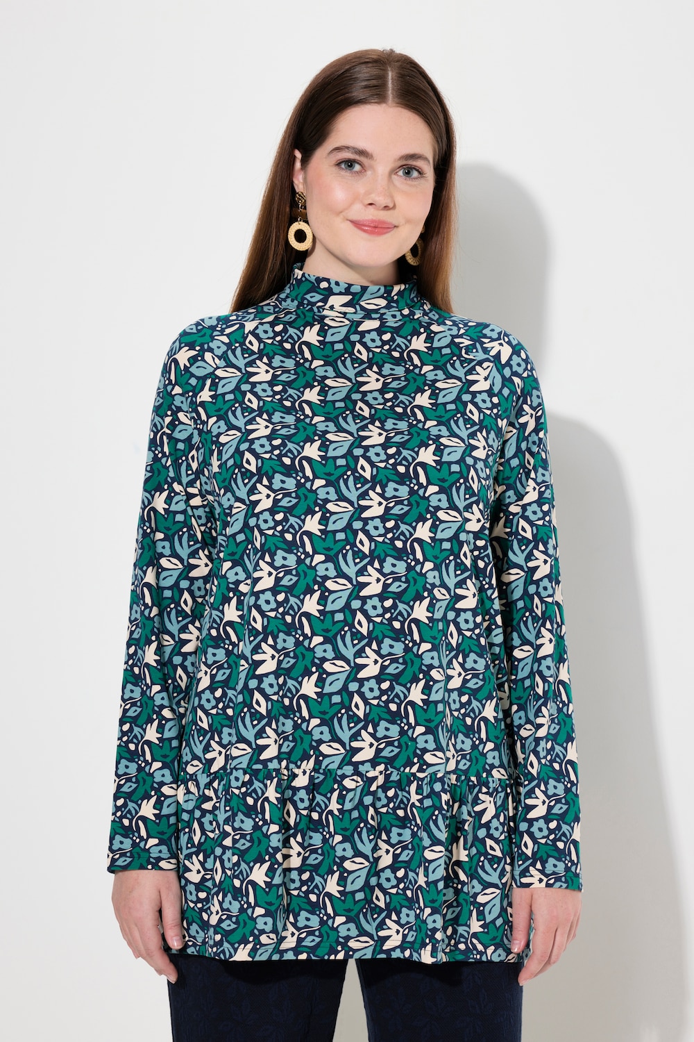 Große Größen Longshirt, Damen, blau, Größe: 50/52, Baumwolle, Ulla Popken