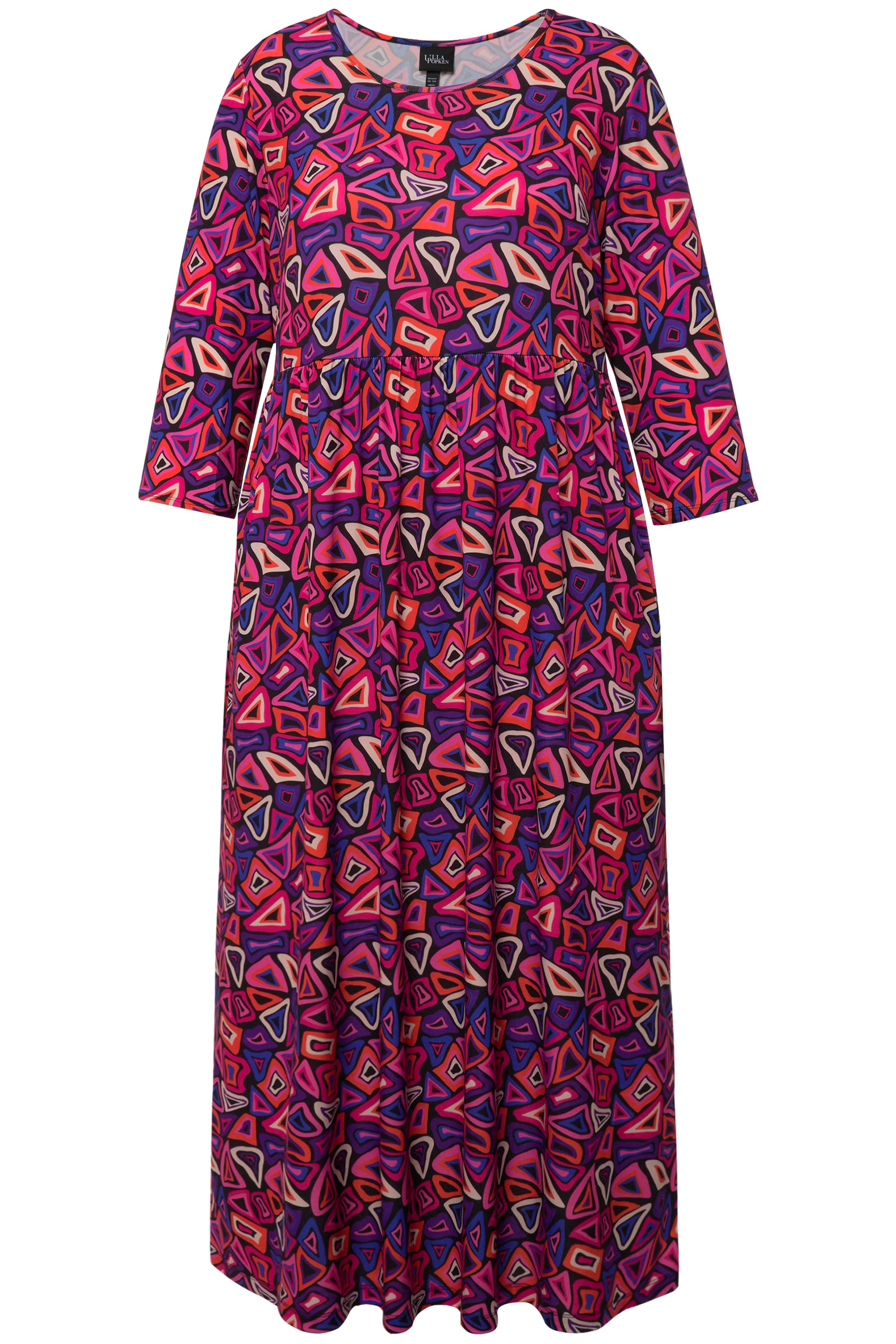 Ulla Popken Damen große Größen Jerseykleid grafischer Druck A Linie Rundhals