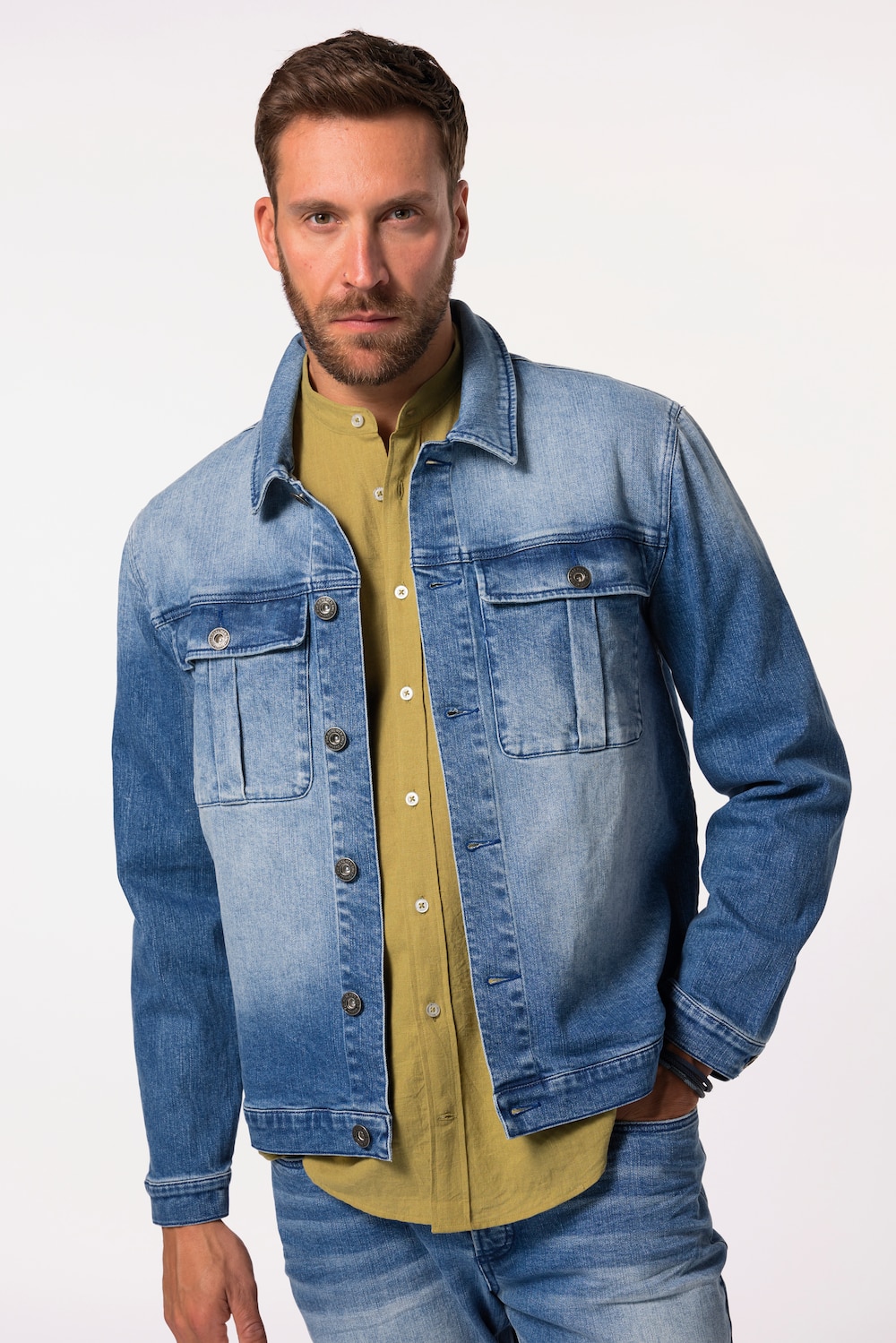 Große Größen Jeansjacke FLEXNAMIC®, Herren, blau, Größe: 6XL, Baumwolle, JP1880