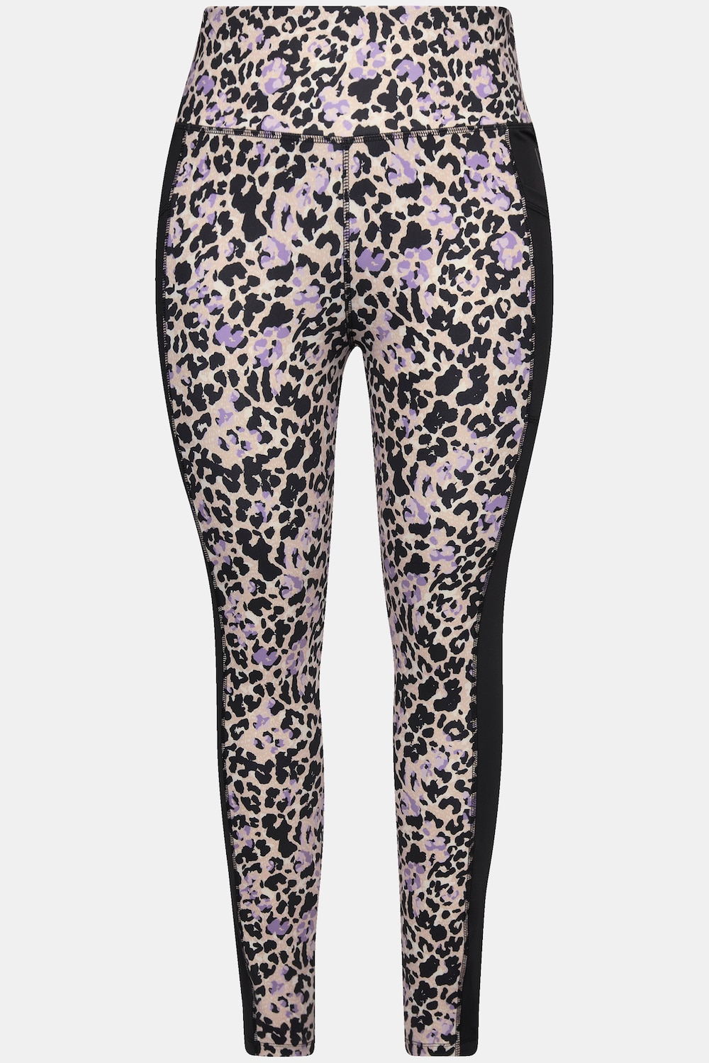 Stora storlekar Träningsleggings med leopardmönster, Dam, svart, storlek: 46/48, Polyester, Ulla Popken