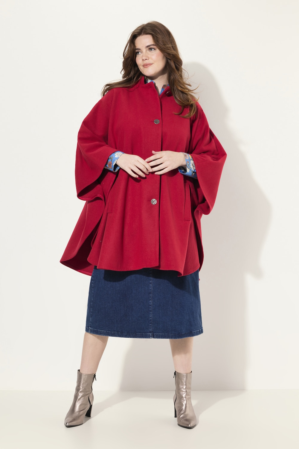 Große Größen Cape, Damen, rot, Größe: 2=50-56, Polyester, Ulla Popken