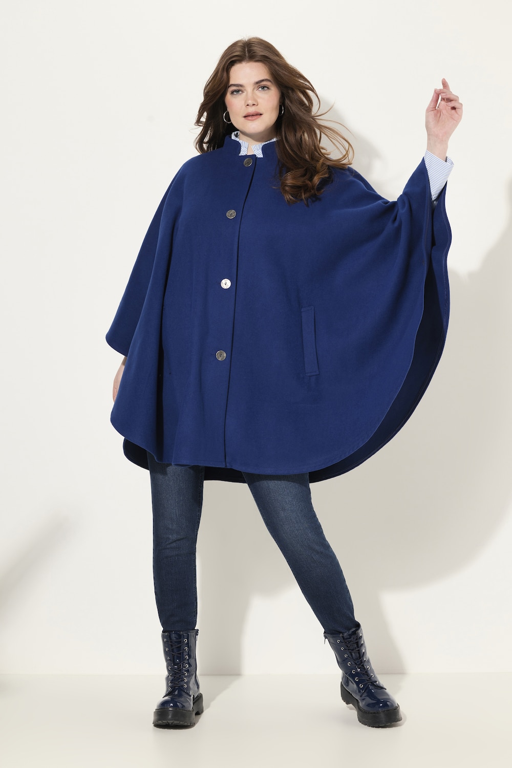 Große Größen Cape, Damen, blau, Größe: 3=58-64, Polyester, Ulla Popken